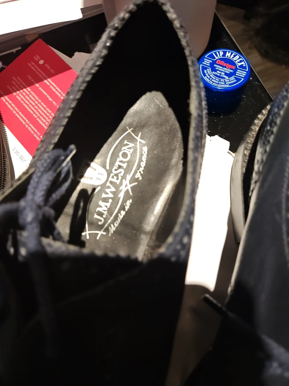 Men's Navy Leather Wingtip Derby Shoes - Classic Brogue Finish
